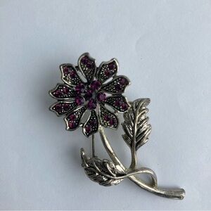 Chic Silver and Purple Feminine Floral Brooch Valentine Gift Wife Girlfriend